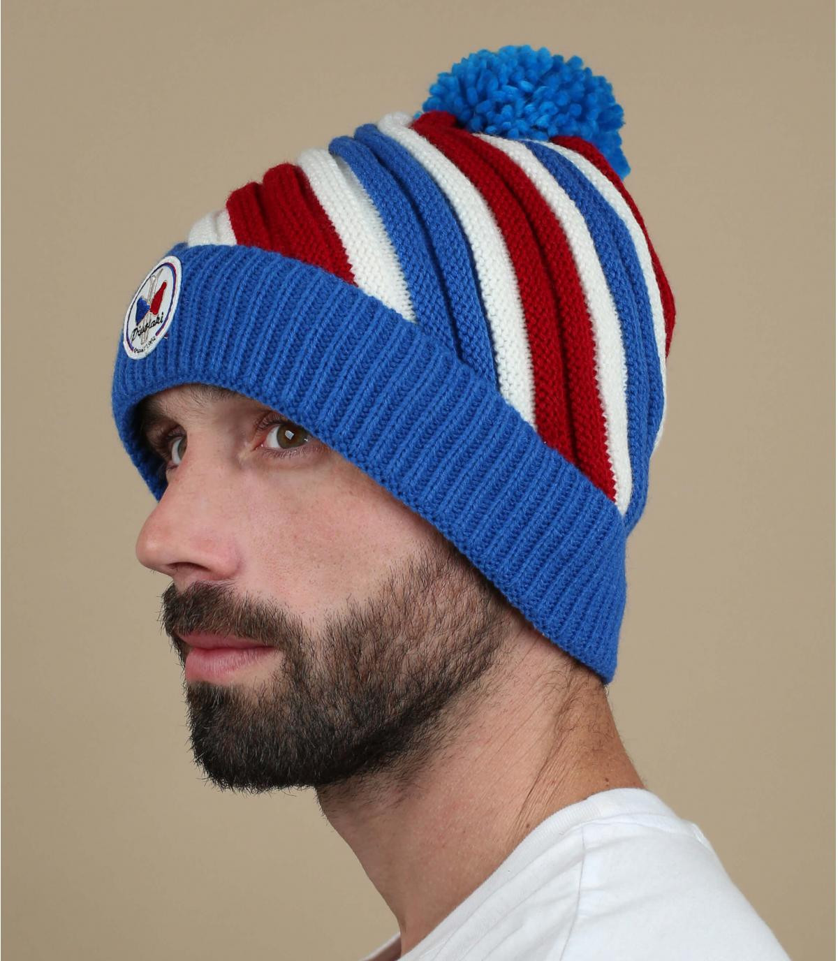 striped beanie blue red Algo royal blue striped beanie blue red Algo royal blue